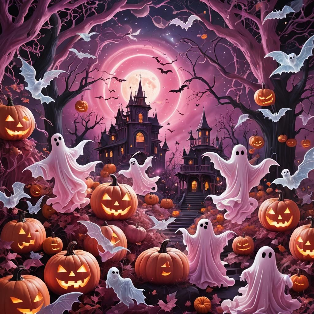 Pink Halloween Dreamscape in Mystical Astral Realm