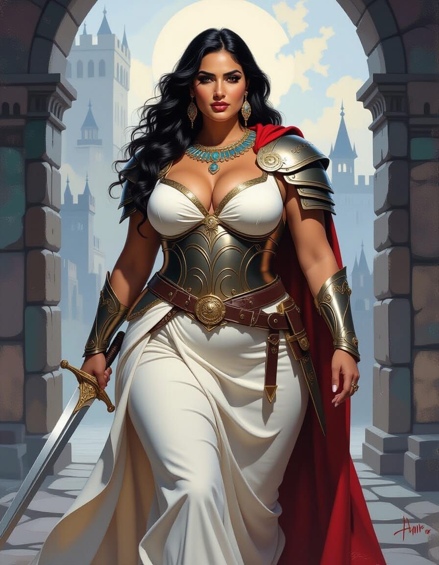 Egyptian Warrior Princess in Dark Castle