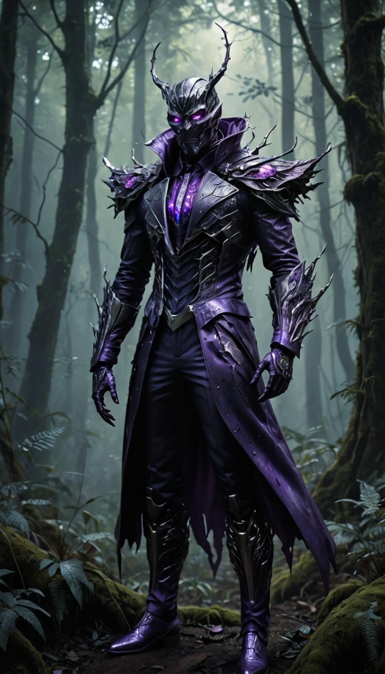Photorealistic full body portrait of a villain, featuring a ...
