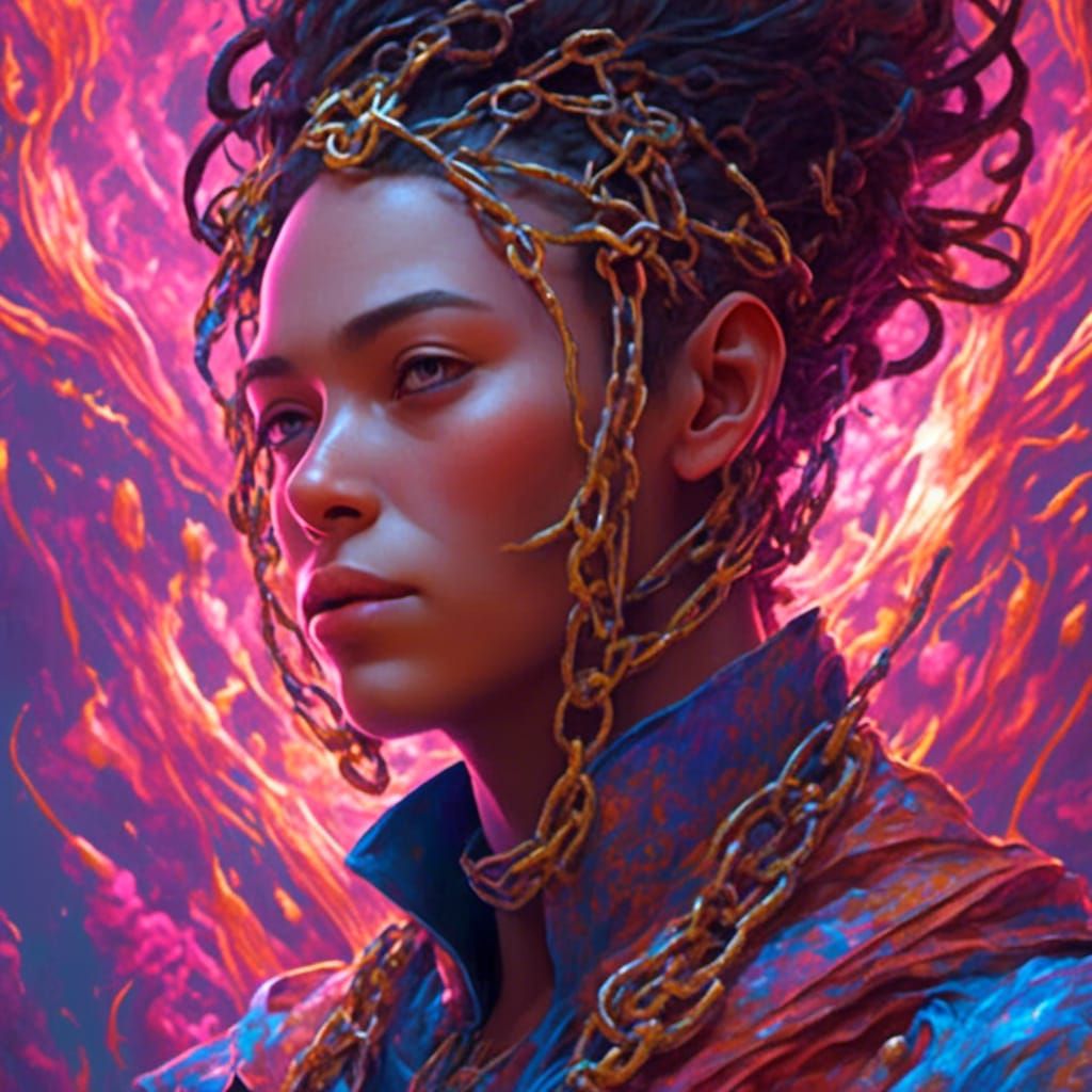 Man Breaks Chains in Dynamic Digital Art