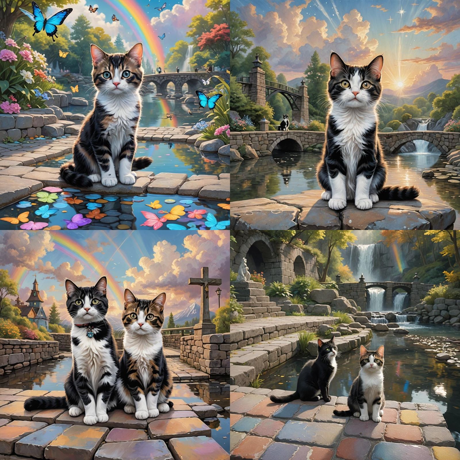Cats on Rainbow Bridge to Heaven