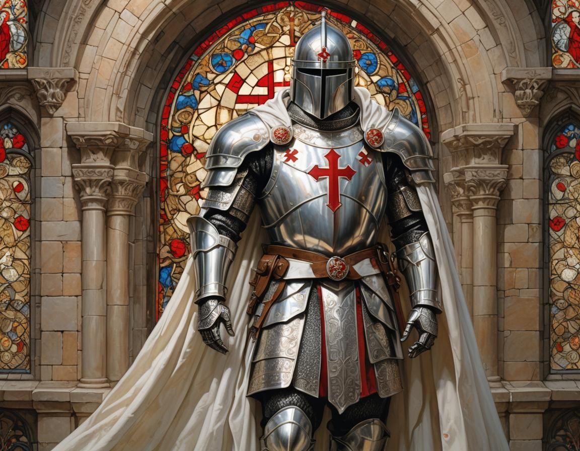 Templar Knight in Shining Armor Oil Painting