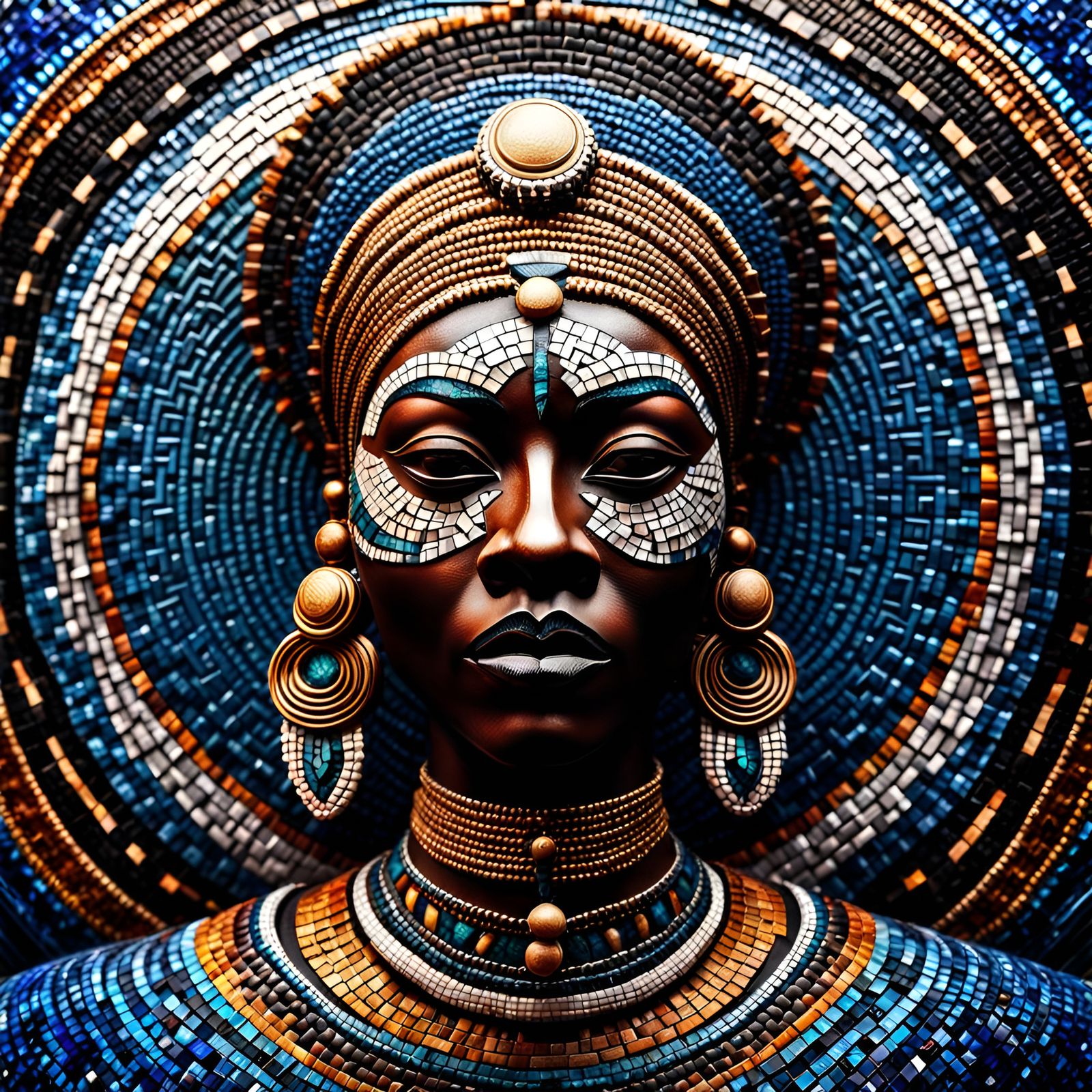 Modern African Tribe in Crystal Mosaic Style