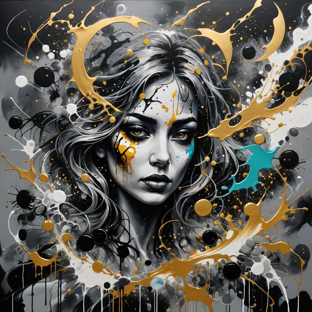 Graffiti Art: Woman and Moon in Vibrant Colors