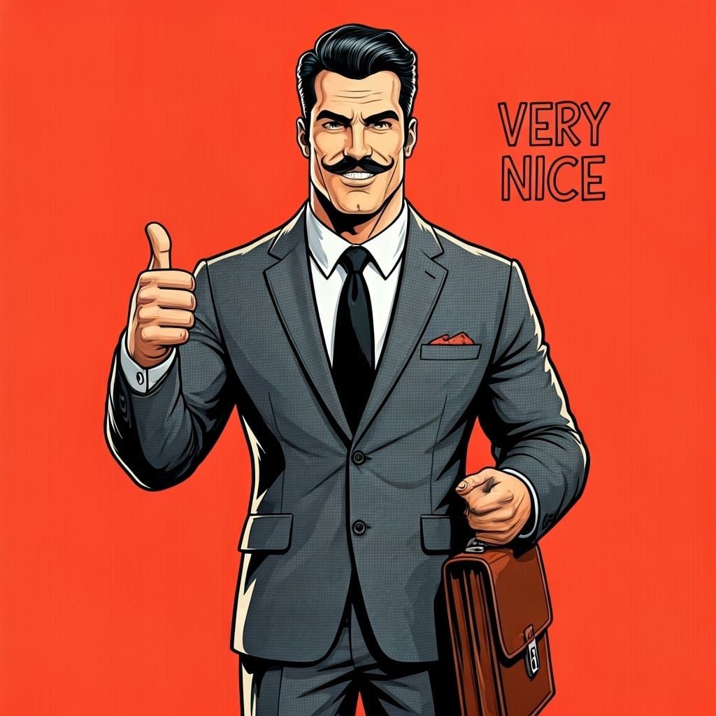 Charismatic Businessman Gives Thumbs Up in Sophisticated Sty...