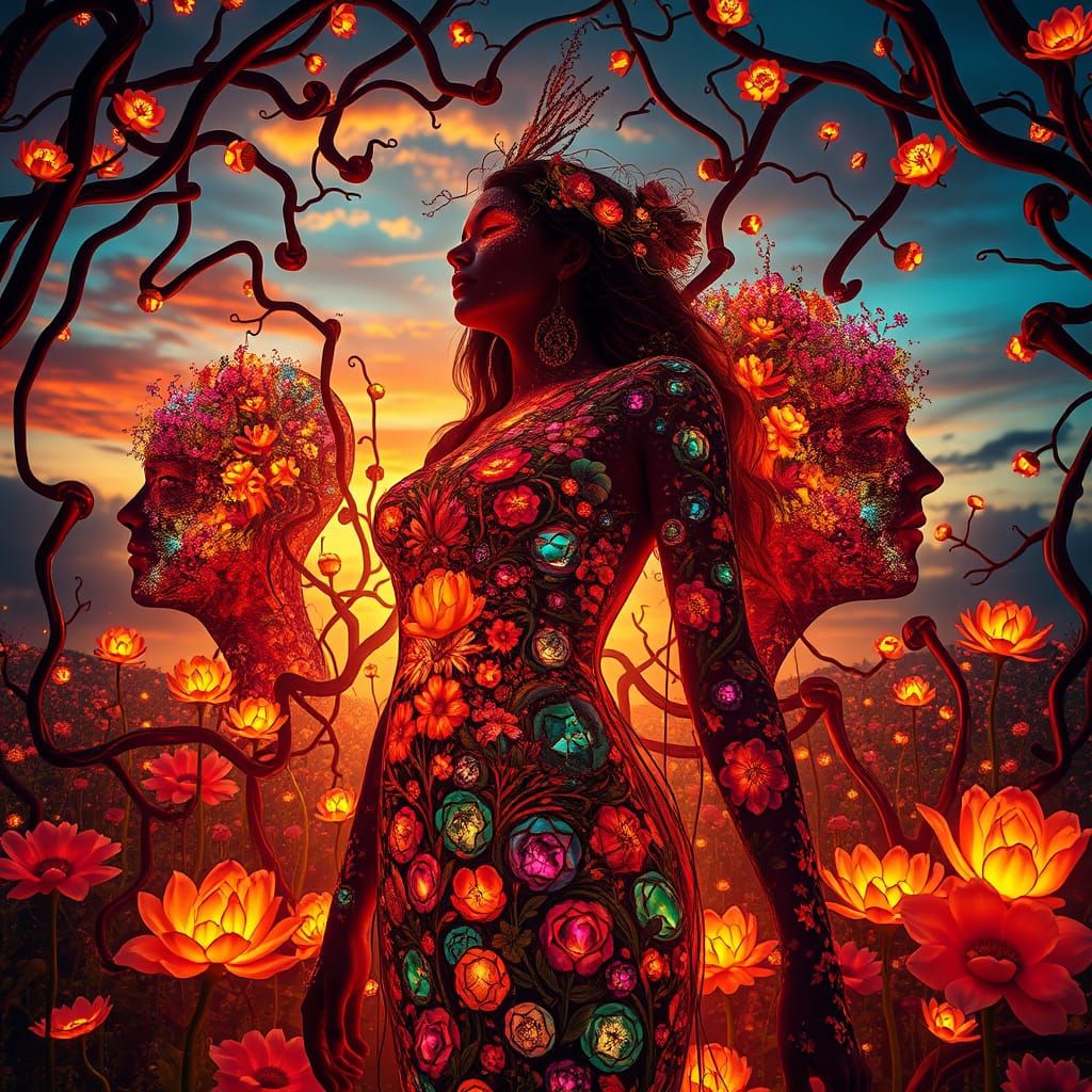 Dreamlike Surrealist Goddess in a Whimsical Fantasy Realm