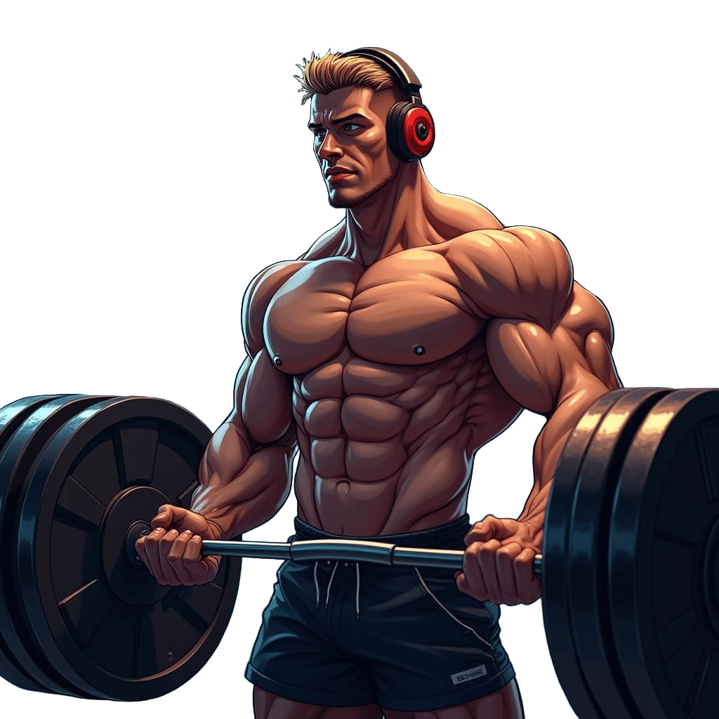 Anime Bodybuilder Lifts Weights at the Gym