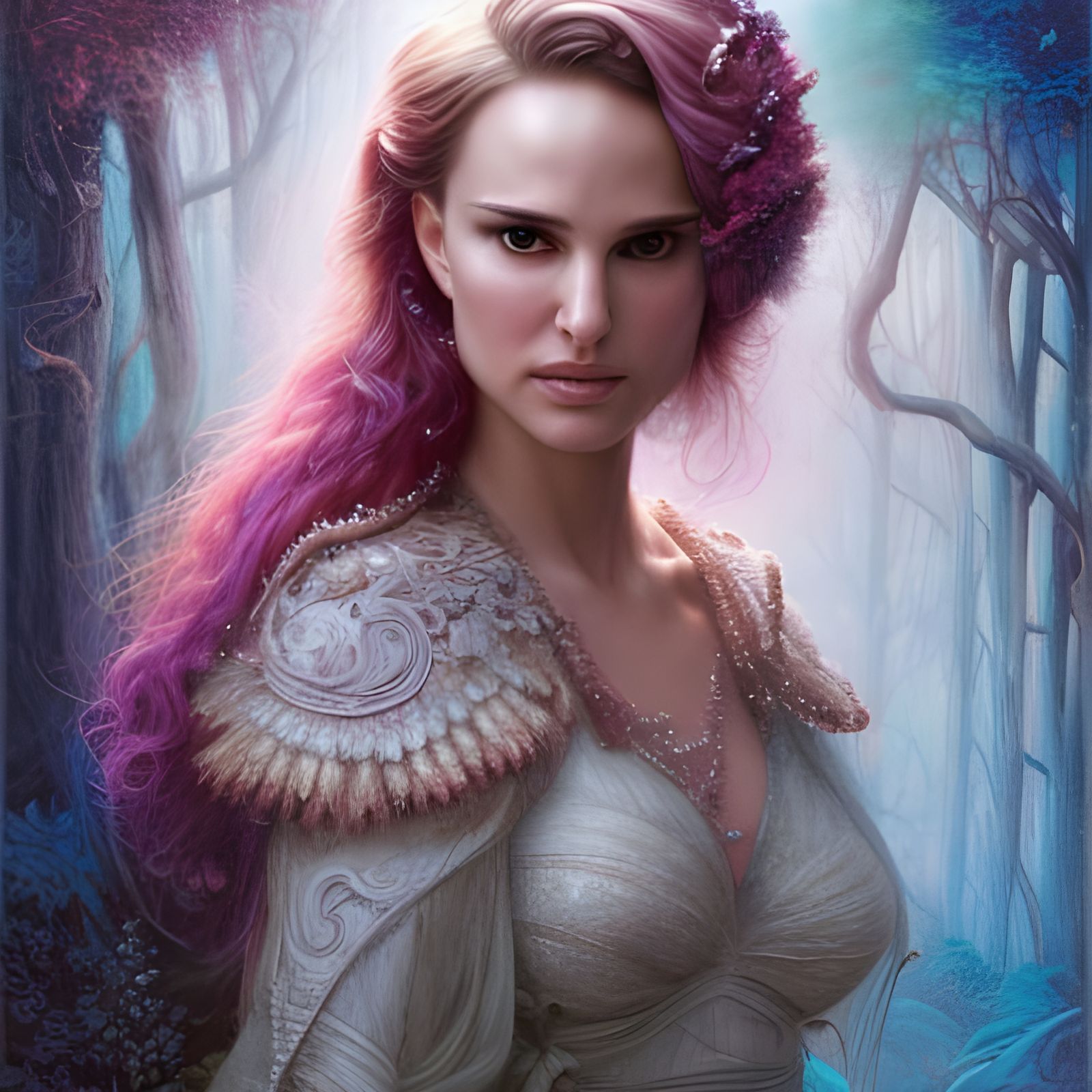 Hyperrealistic Portrait of Natalie Portman in Neon Style