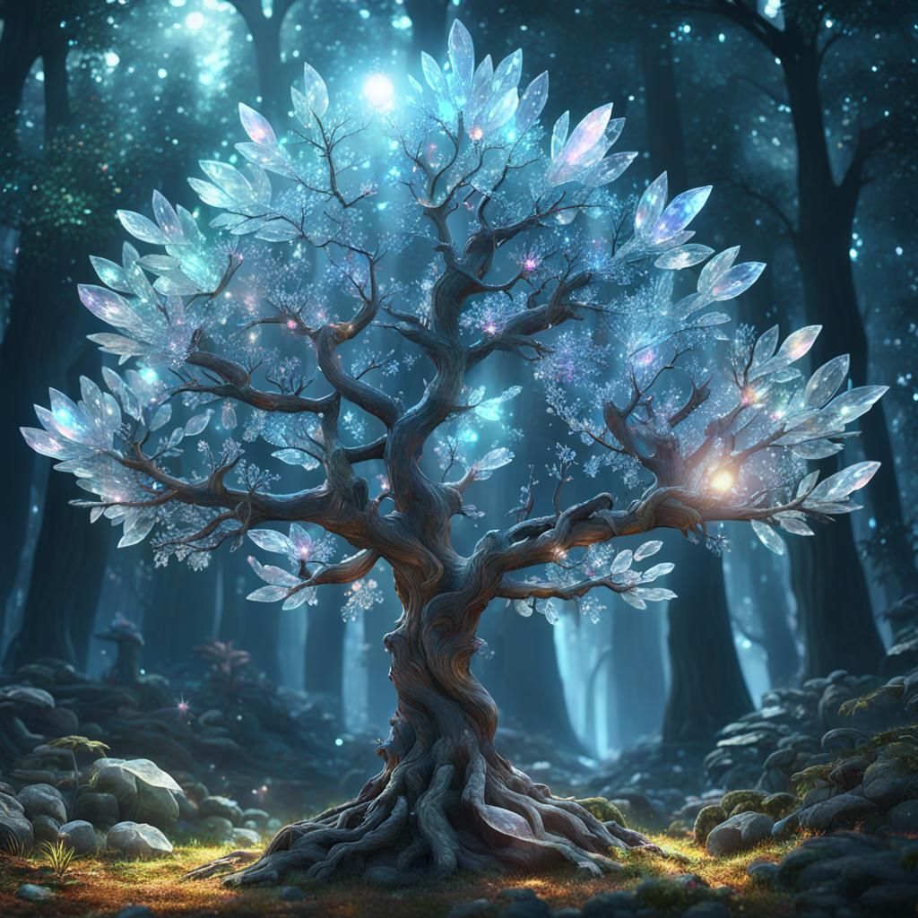 Crystal Quartz Tree in Enchanted Forest