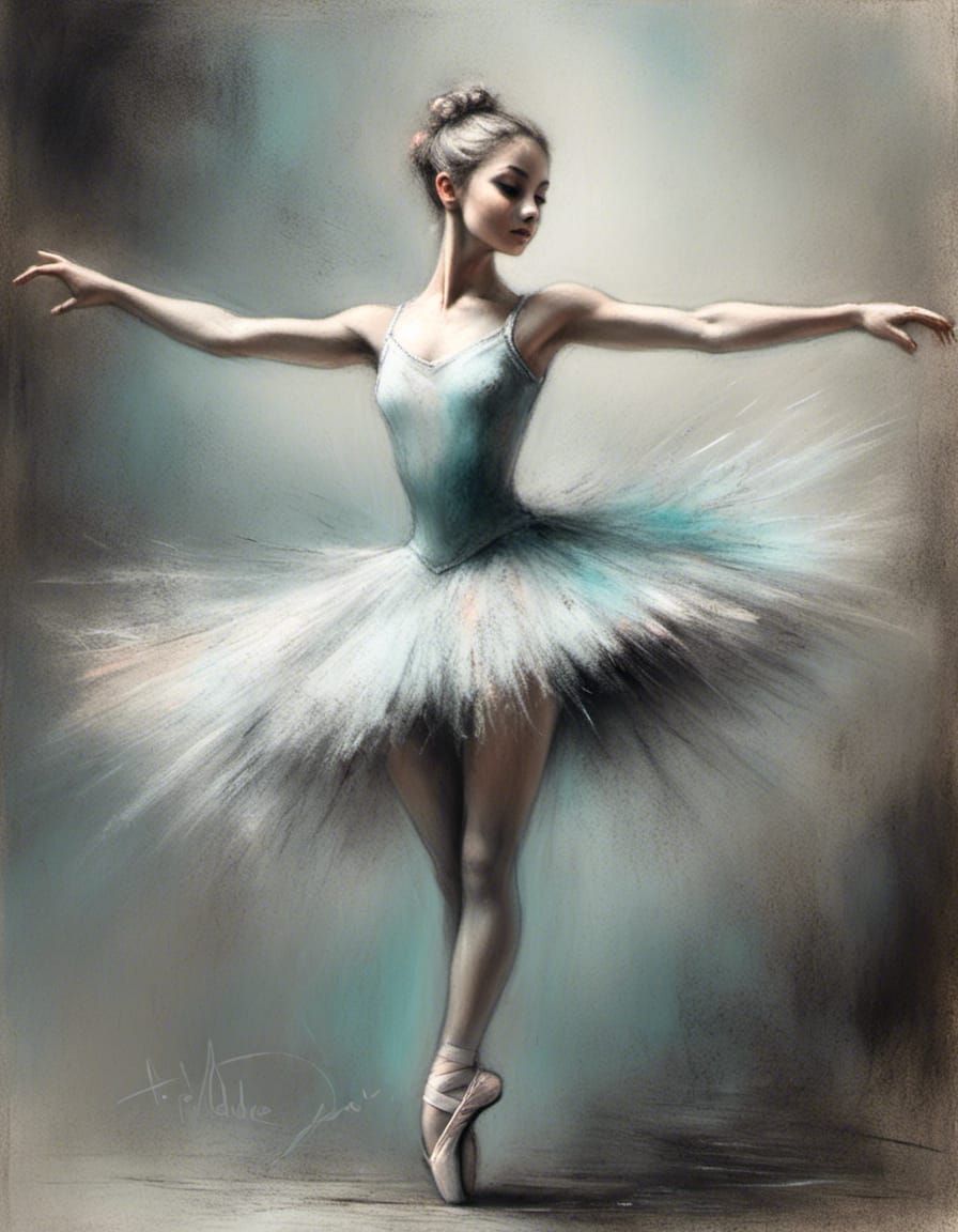 Ballerina in Pastel Style Balletic Pose