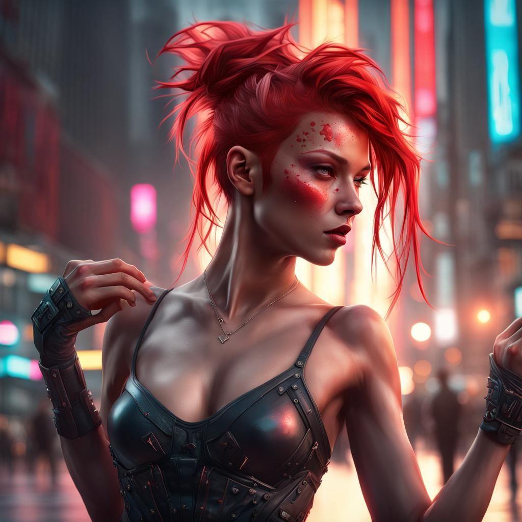 Cyberpunk Ballerina Dances on a Street Corner