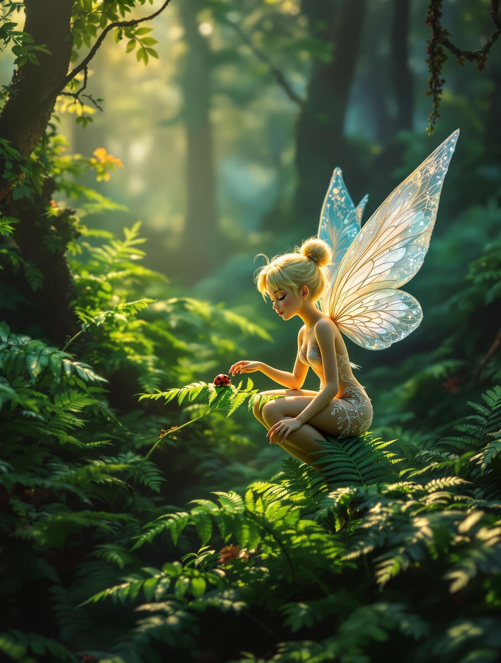 Whispering Sprite Unfolds in Mystical Forest