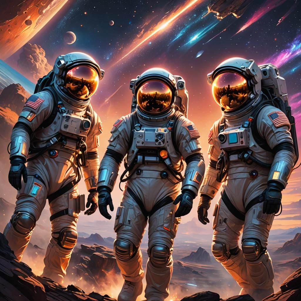 Astronauts Install Holographic Light in Space: Sci-Fi Art