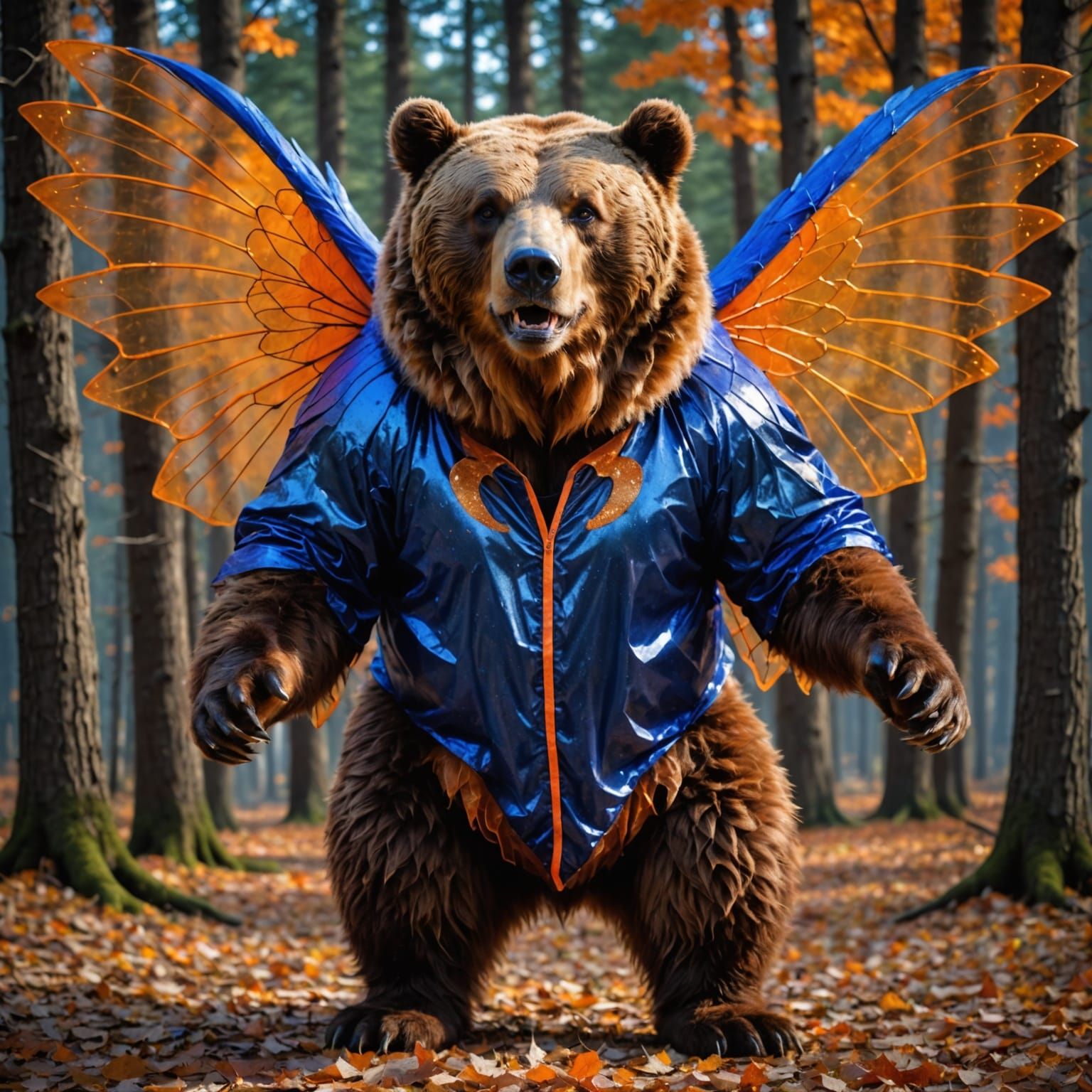 Majestic Brown Bear in Fairy Wings for Halloween