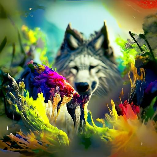 Colorful Wolves in Watercolor Storybook Art