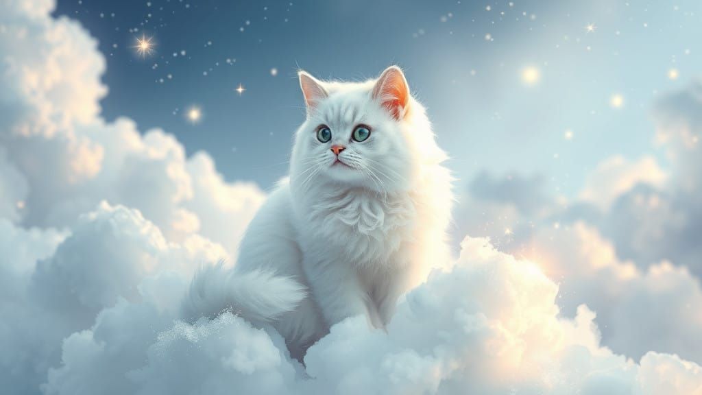 Ethereal Feline Majesty in Heavenly Realm