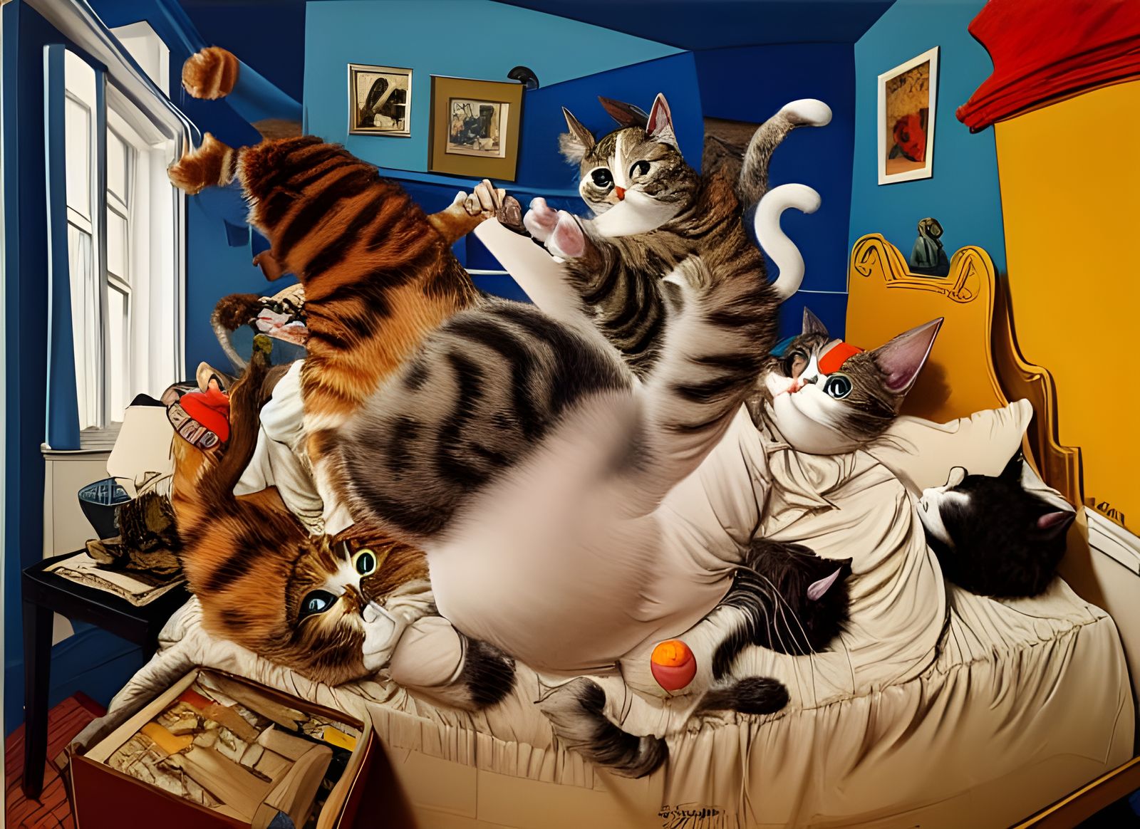 Cartoon Hi-jinks: Cats and Dogs Living Together