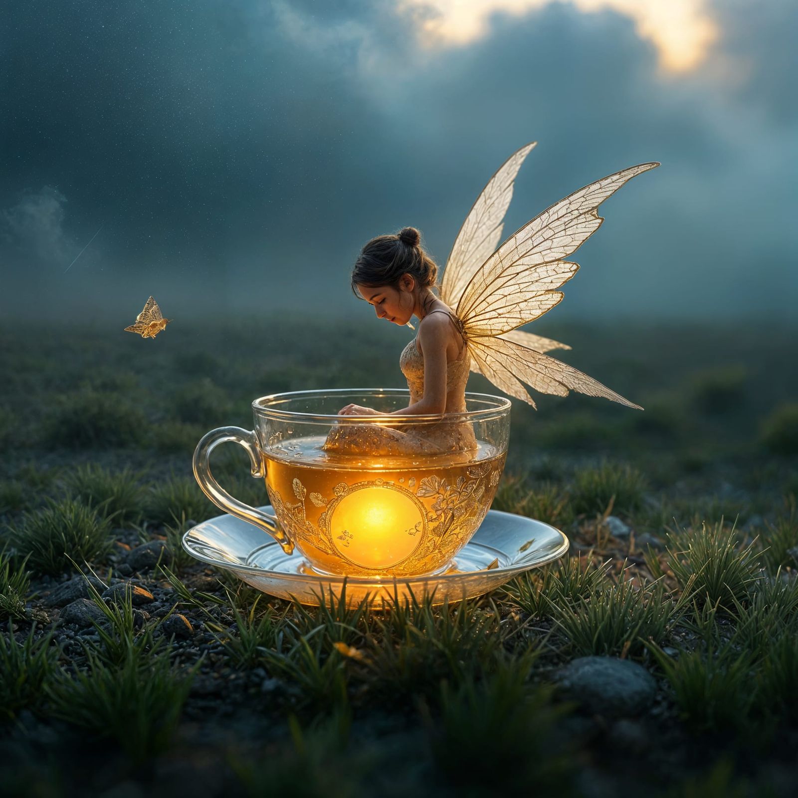 Water Fairy in Glass Cup, Matte Painting