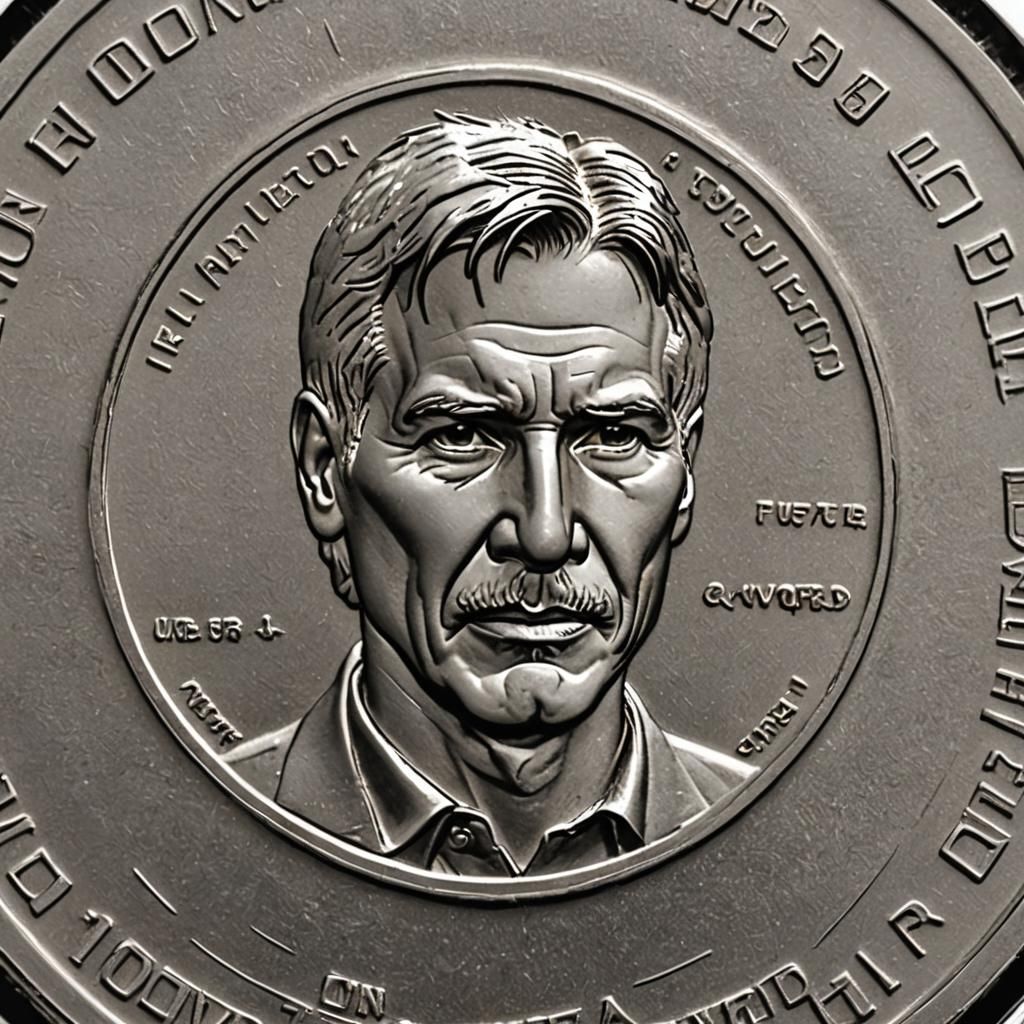 Actor Harrison Ford Portrayed on Coin in Stunning Detail