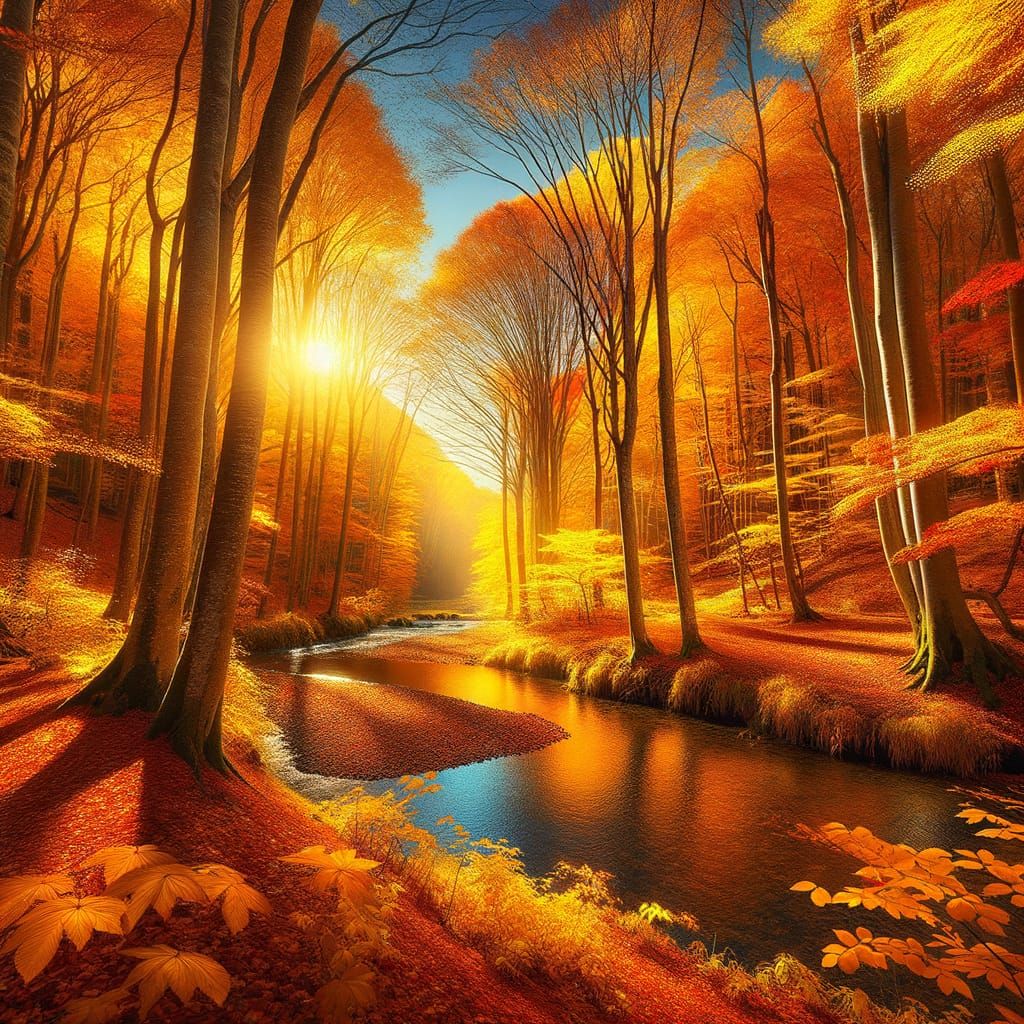 Serene Autumn Landscape in Golden Hues