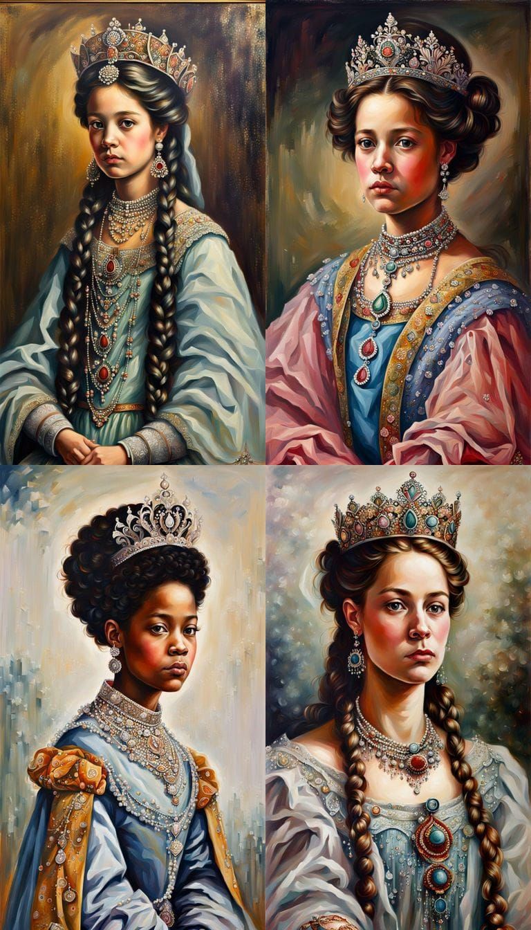 Regal Princess Portraits in Oil