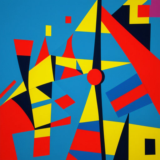 Vibrant Bauhaus Geometric Art in Triadic Colors