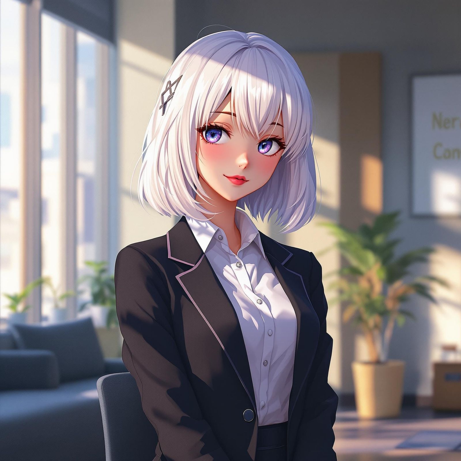 Cute Office Romance in Vibrant Anime Style