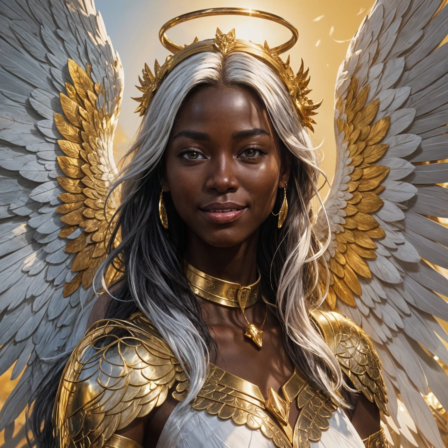 Radiant Angel Portrait in Art Nouveau Style