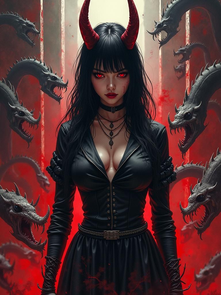 Devil Character in Hellish Manga Style