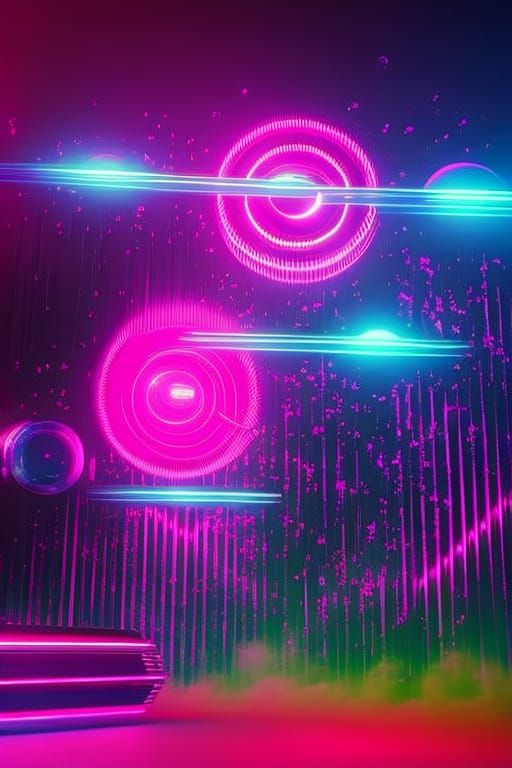 Futuristic Neon Cityscape in Synthwave Style
