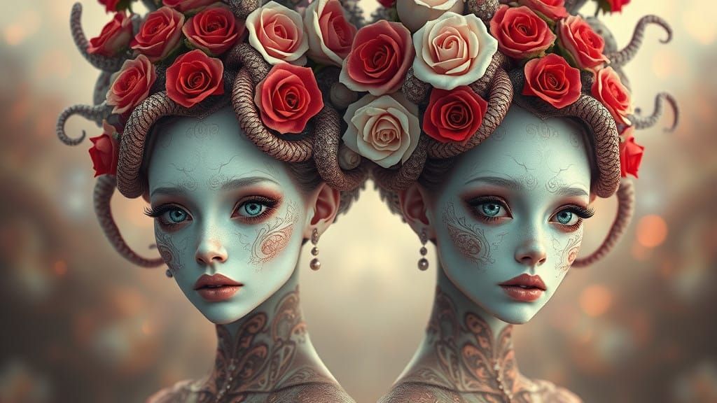 Ethereal Haute Couture Figures in Surreal Digital Art