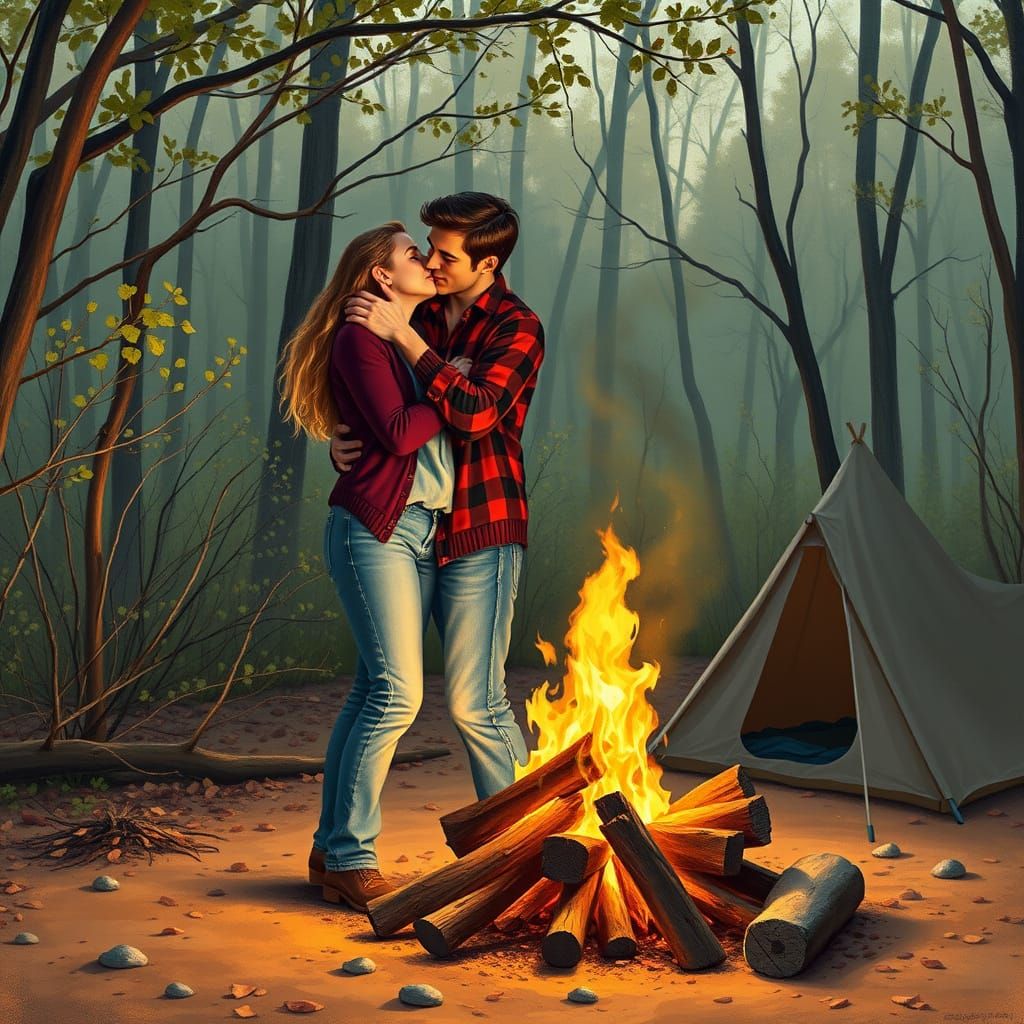 Midwestern Woodland Romance in the Style of Norman Rockwell