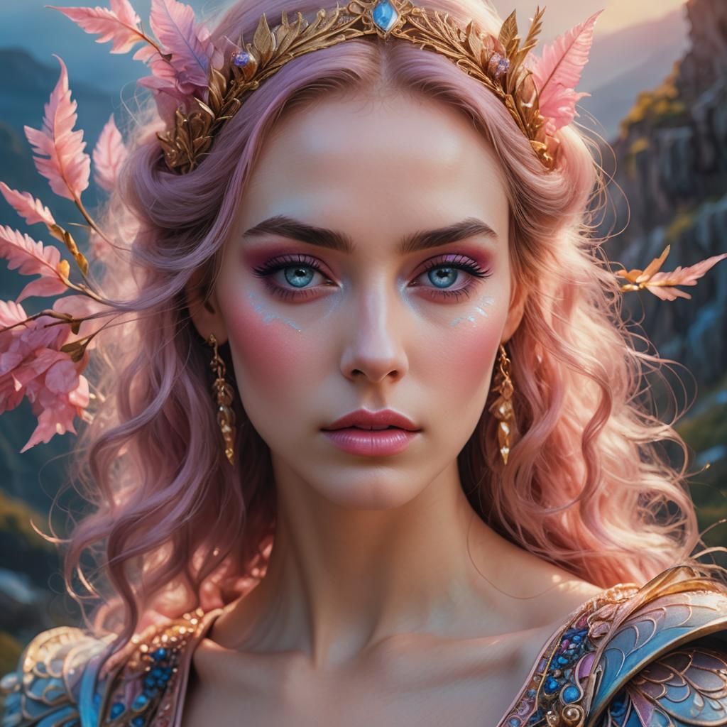 Ethereal Woman Portrait in Pre-Raphaelite Style