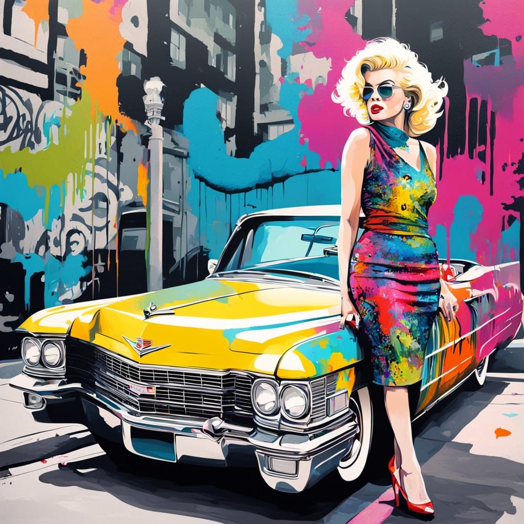 Hollywood Glamour in Vibrant Graffiti Style
