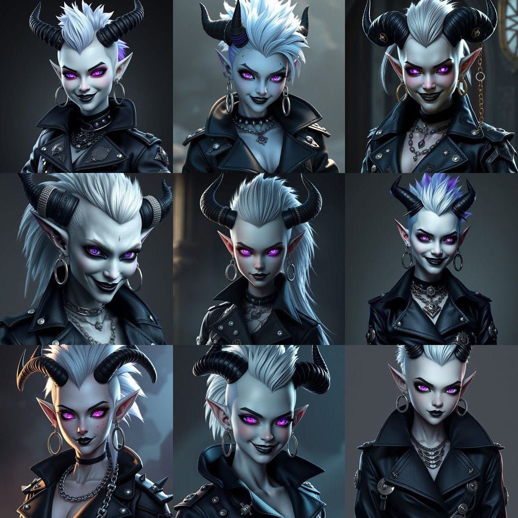 Smug Tiefling Warrior in Steampunk Armor