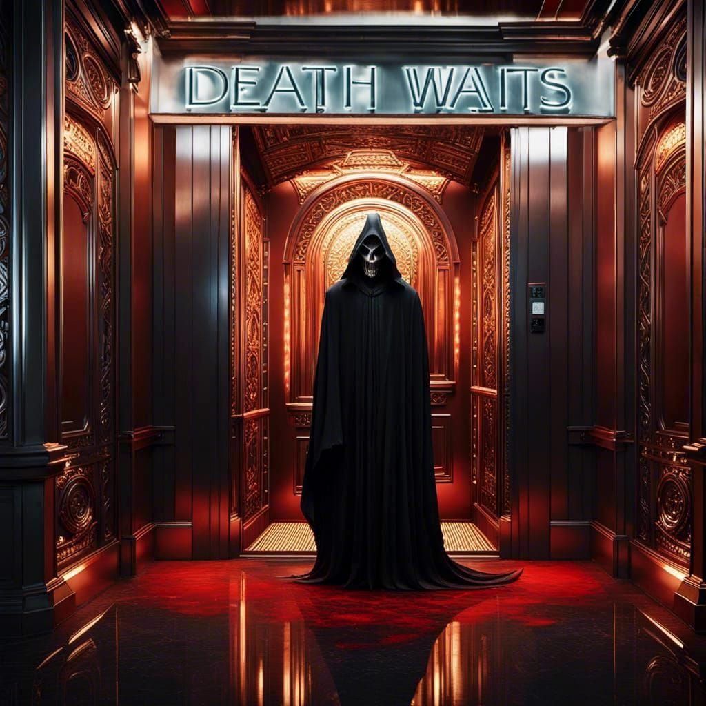 Ominous Sign with Misspelled Text: Death Waits