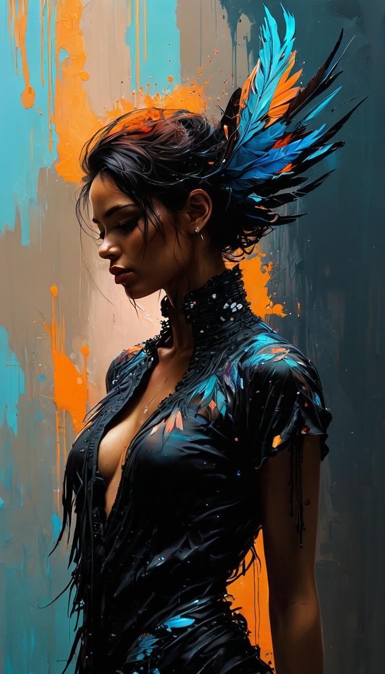 Surreal Magpie Portrait in Oil