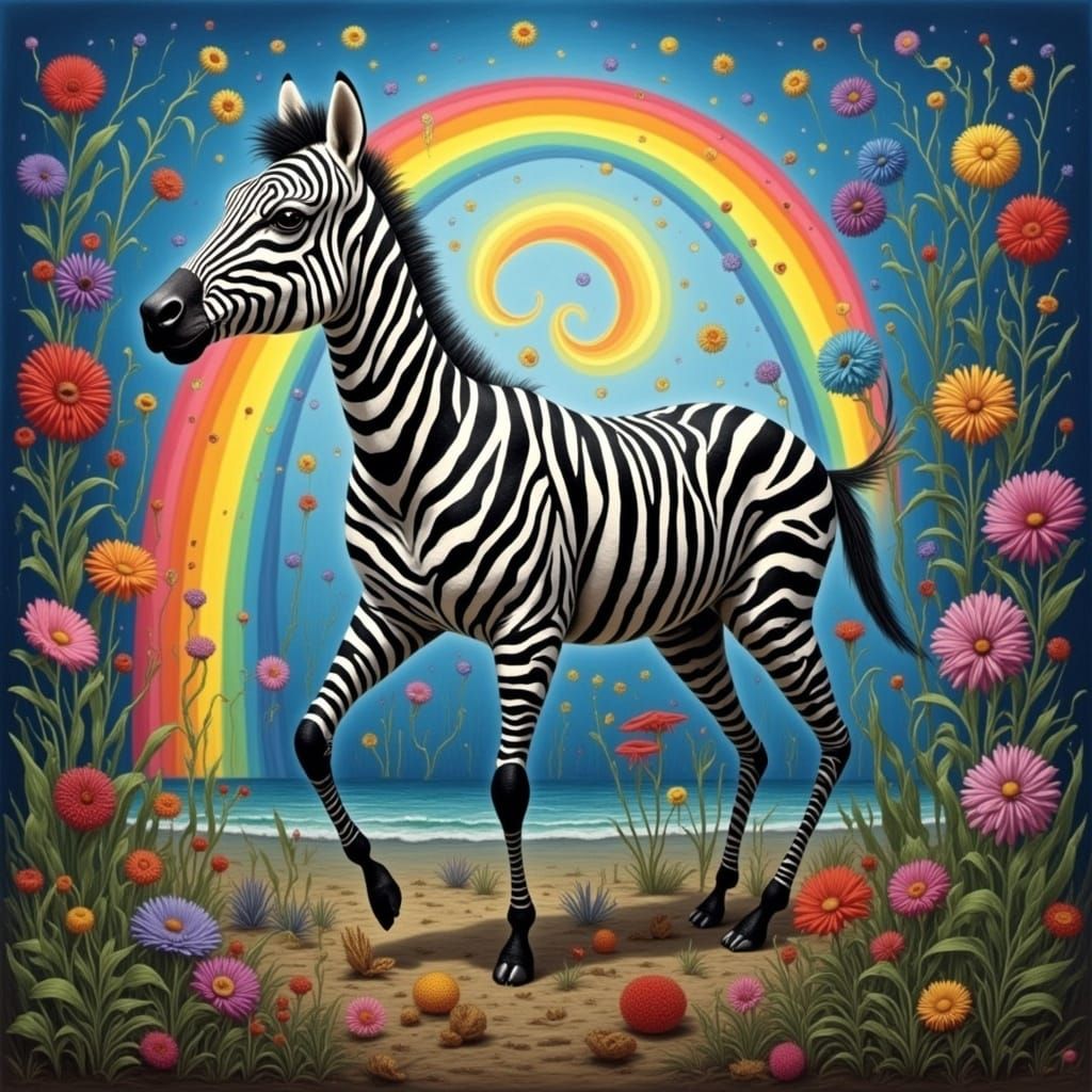 Zebrpunk Rainbow Art: Vibrant AI-Generated Image