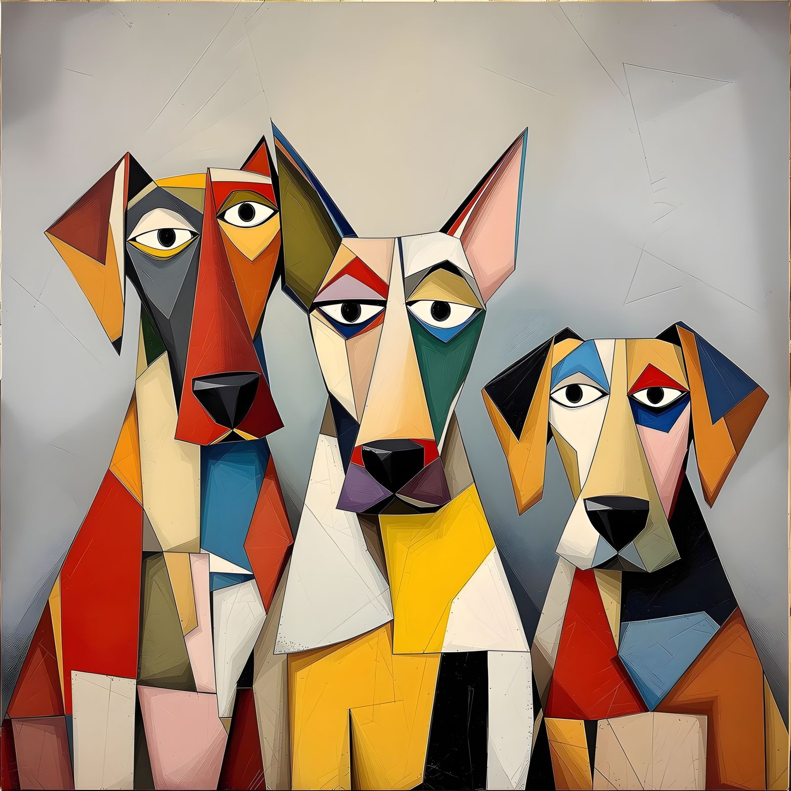 Cubist Dogs in Fragmented Form