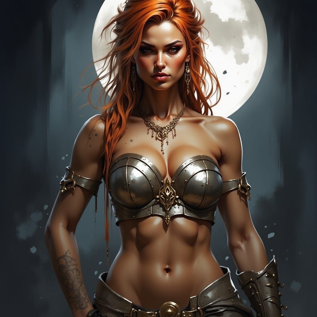 Ginger Warrior Crushes Skeletons in Graveyard Moonlight