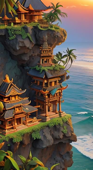 Uluwatu Temple at Sunset: Balinese Art