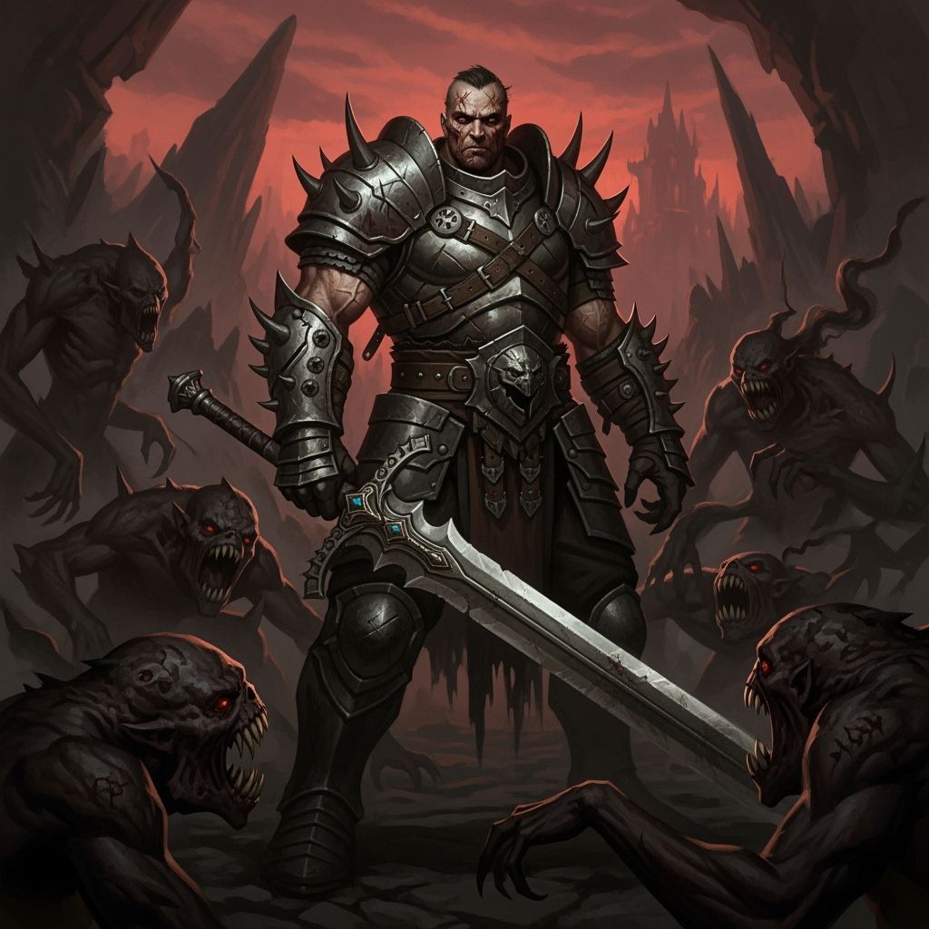 Grimdark Scene in Graphic Novel Style