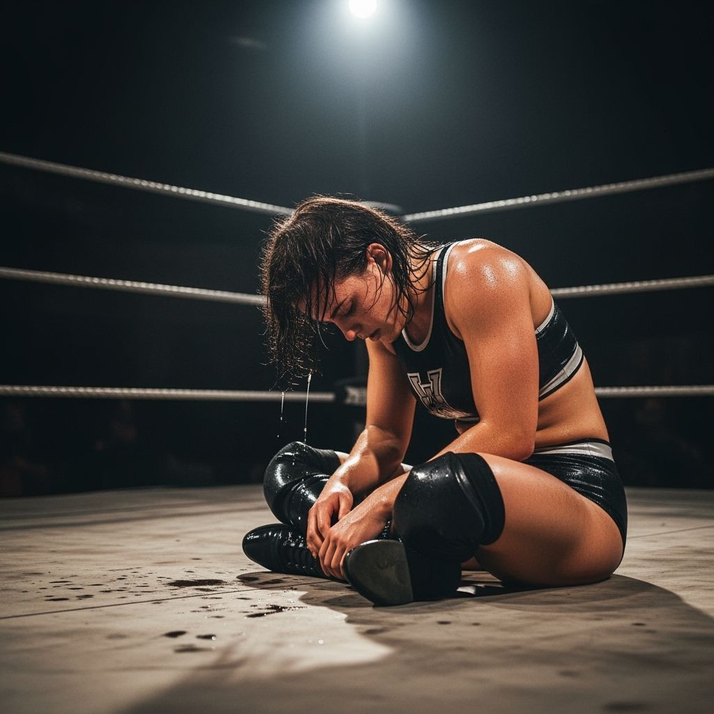 Defeated Wrestler in Spotlight, Cinematic Portrait