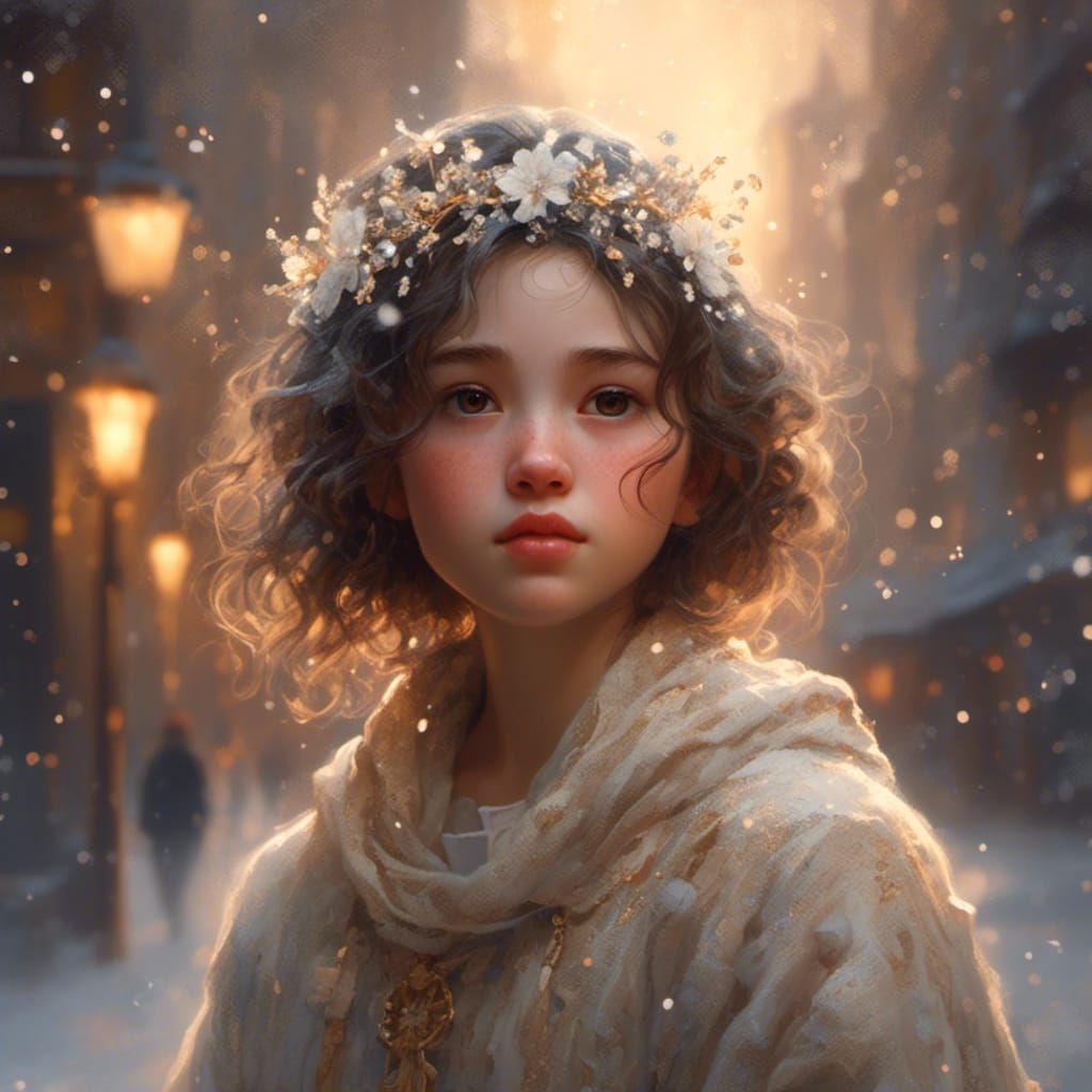 Snow Princess in Gouache and Watercolour Style