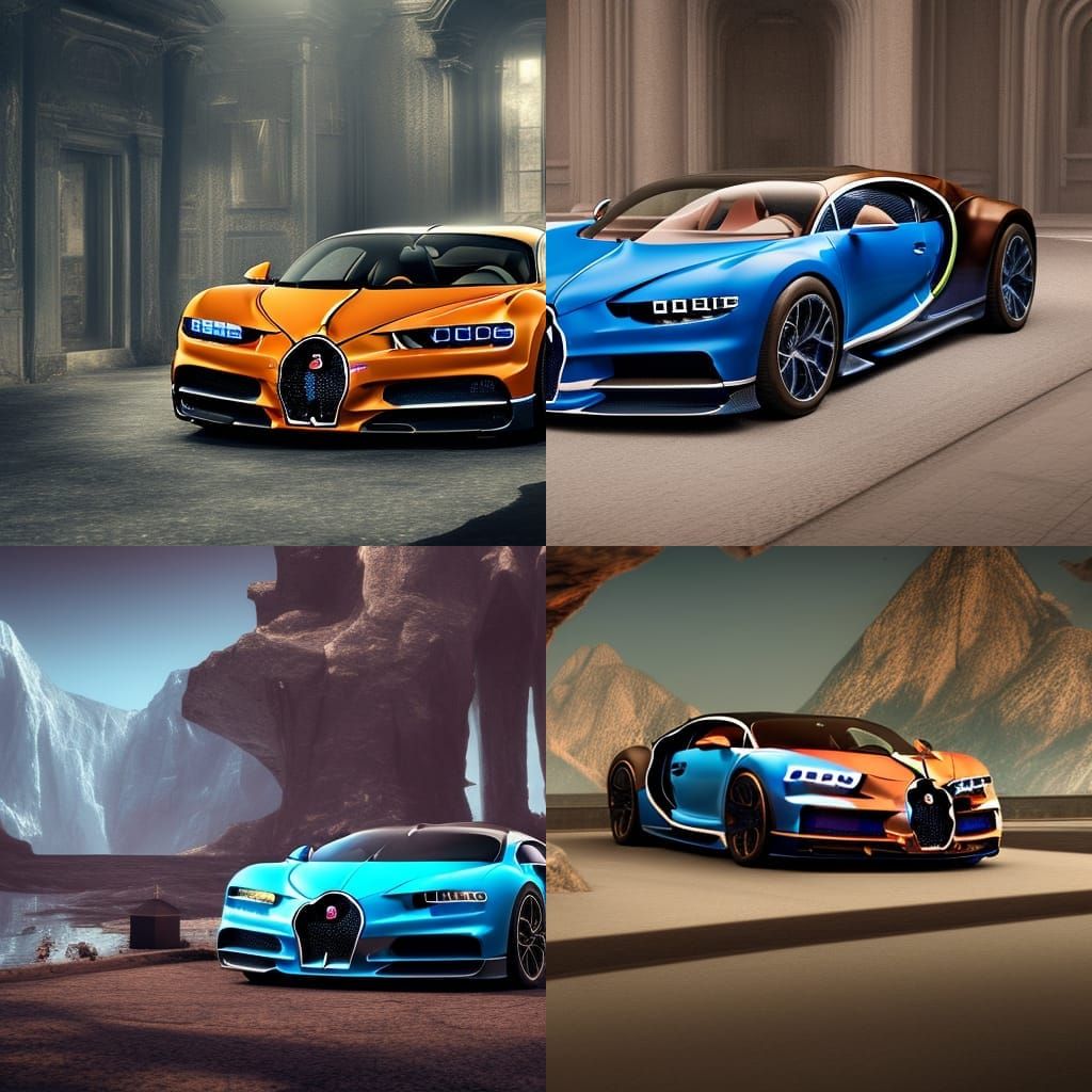 Bugatti Chiron in Detailed Matte Painting Style