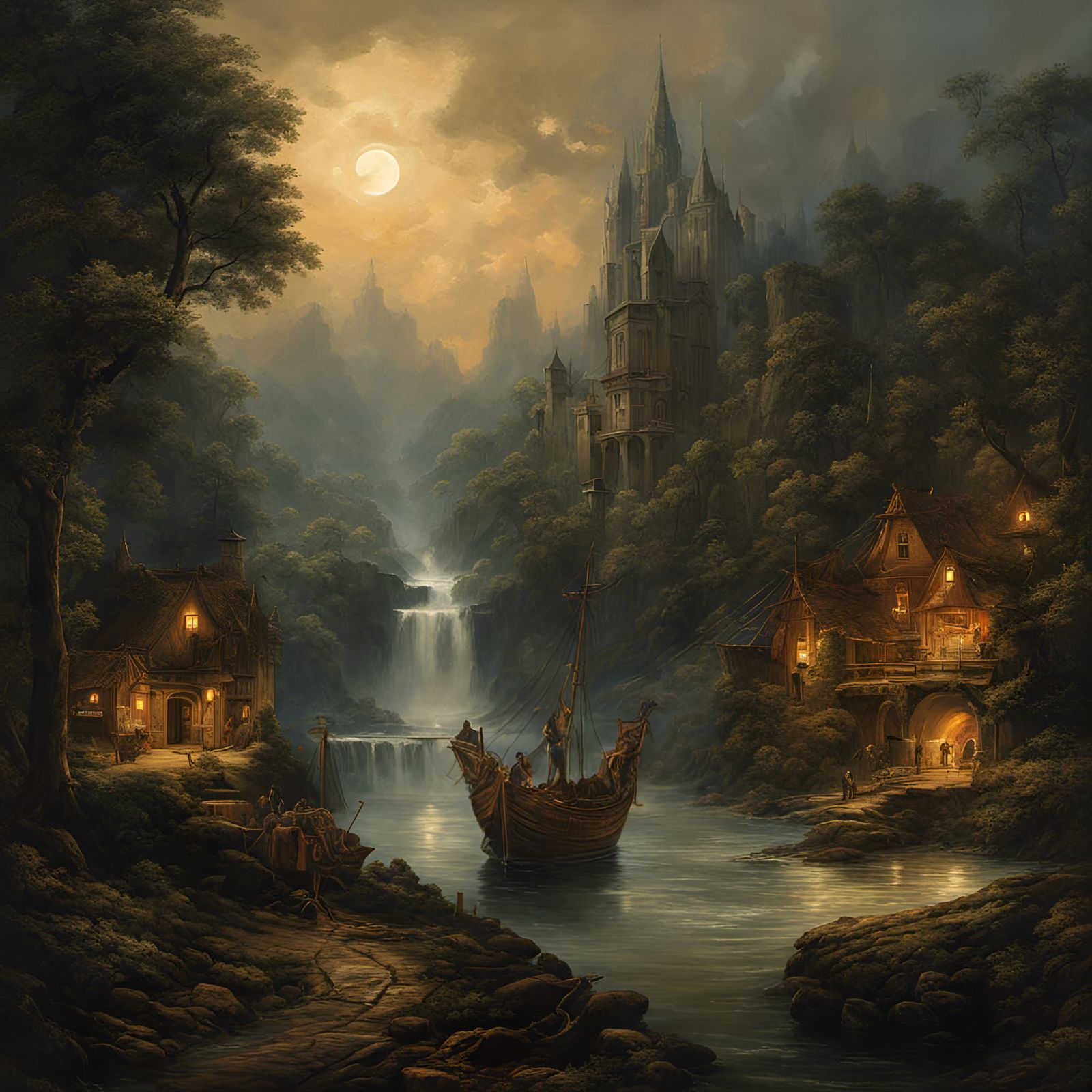 Dramatic Oil Painting with Hidden Light and Detail