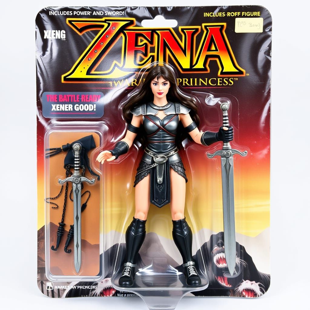 Hyper-Realistic Xena Warrior Princess Action Figure in 1990s...