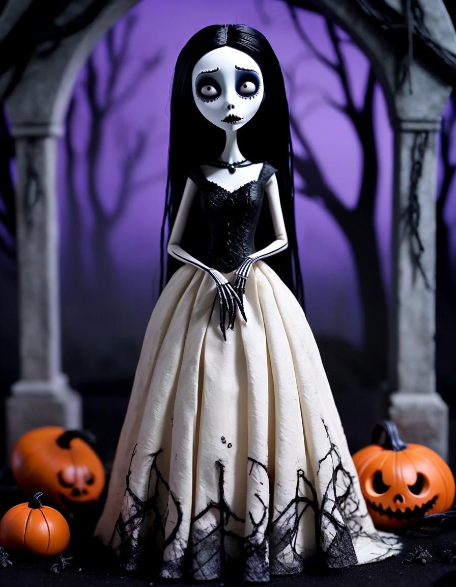 Gothic Bride in Claymation Style