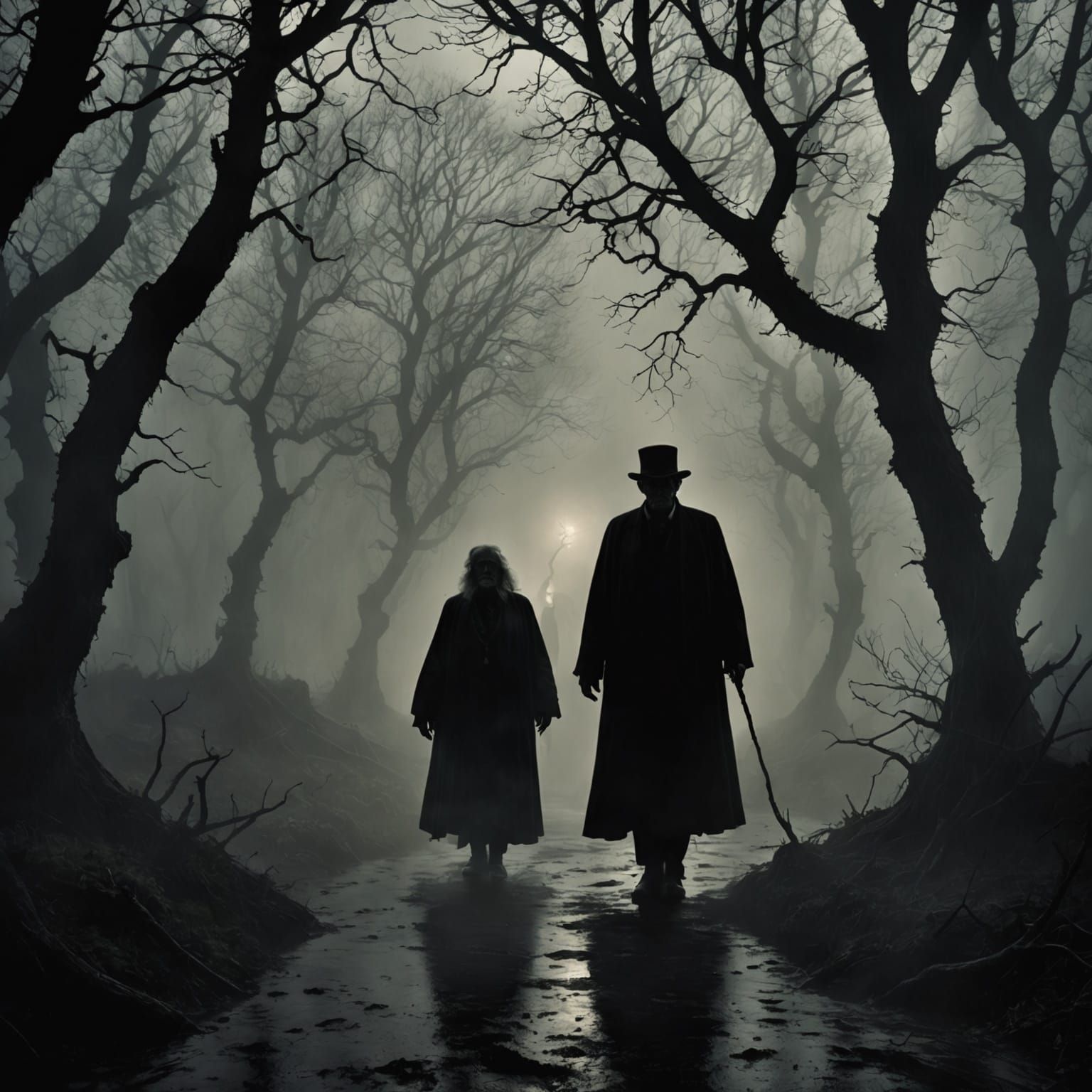 Eerie Souls Navigate Shadowy Realm in Maximalist Style