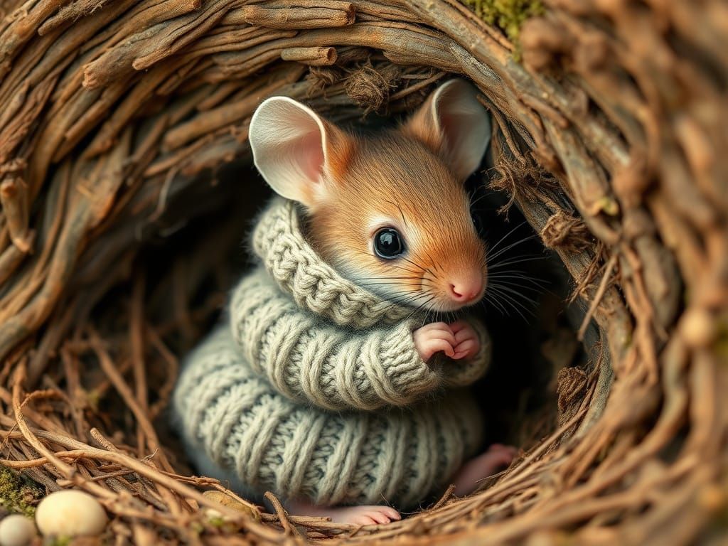 Cozy Mouse Family in Beatrix Potter Style